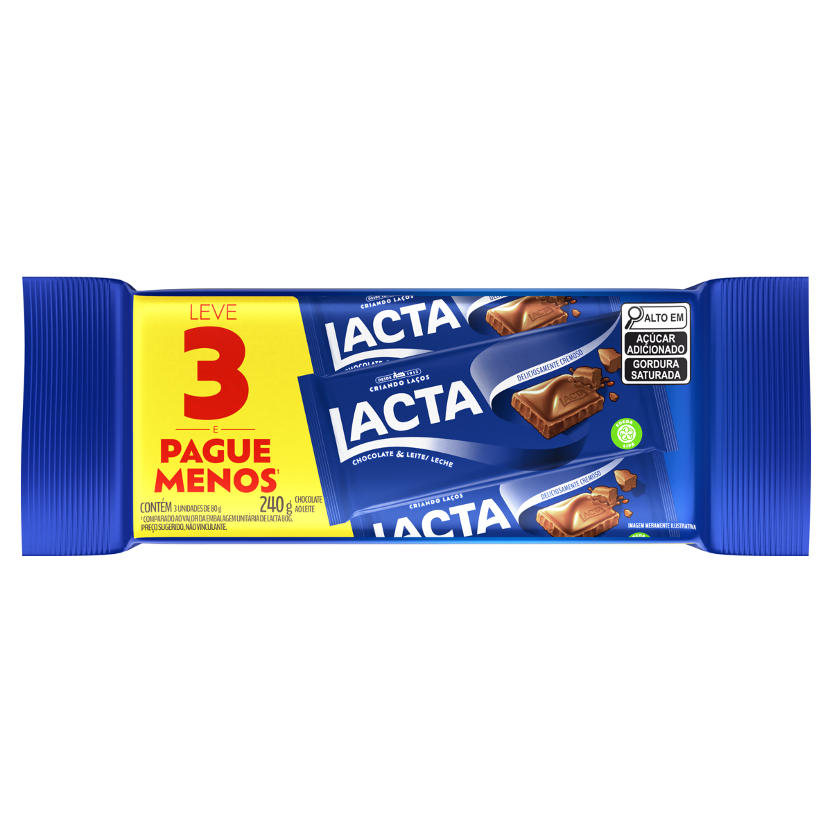 Barra Chocolate Lacta C/3 240g