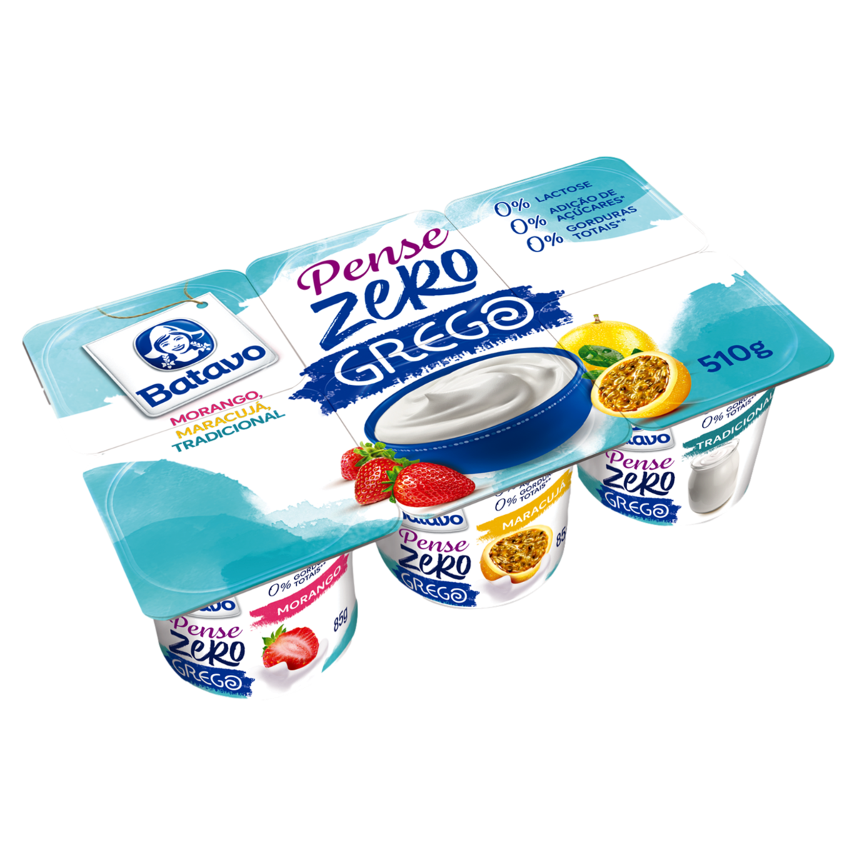 Iogurte Batavo Grego Pense Zero 510g