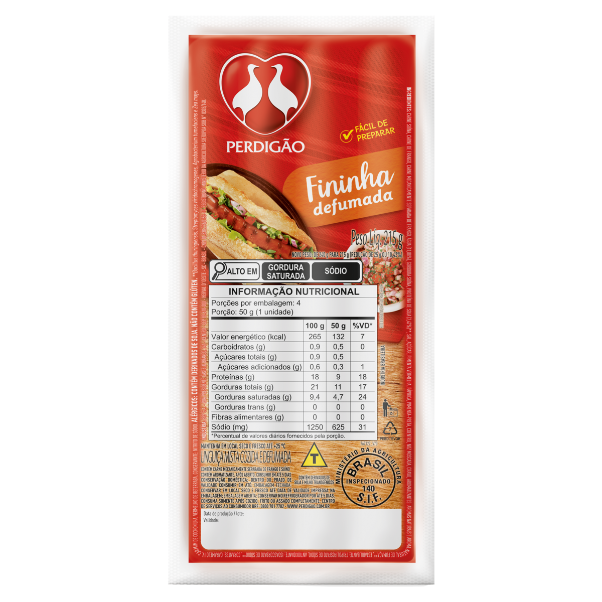 Linguica Fininha Perdigao 215g
