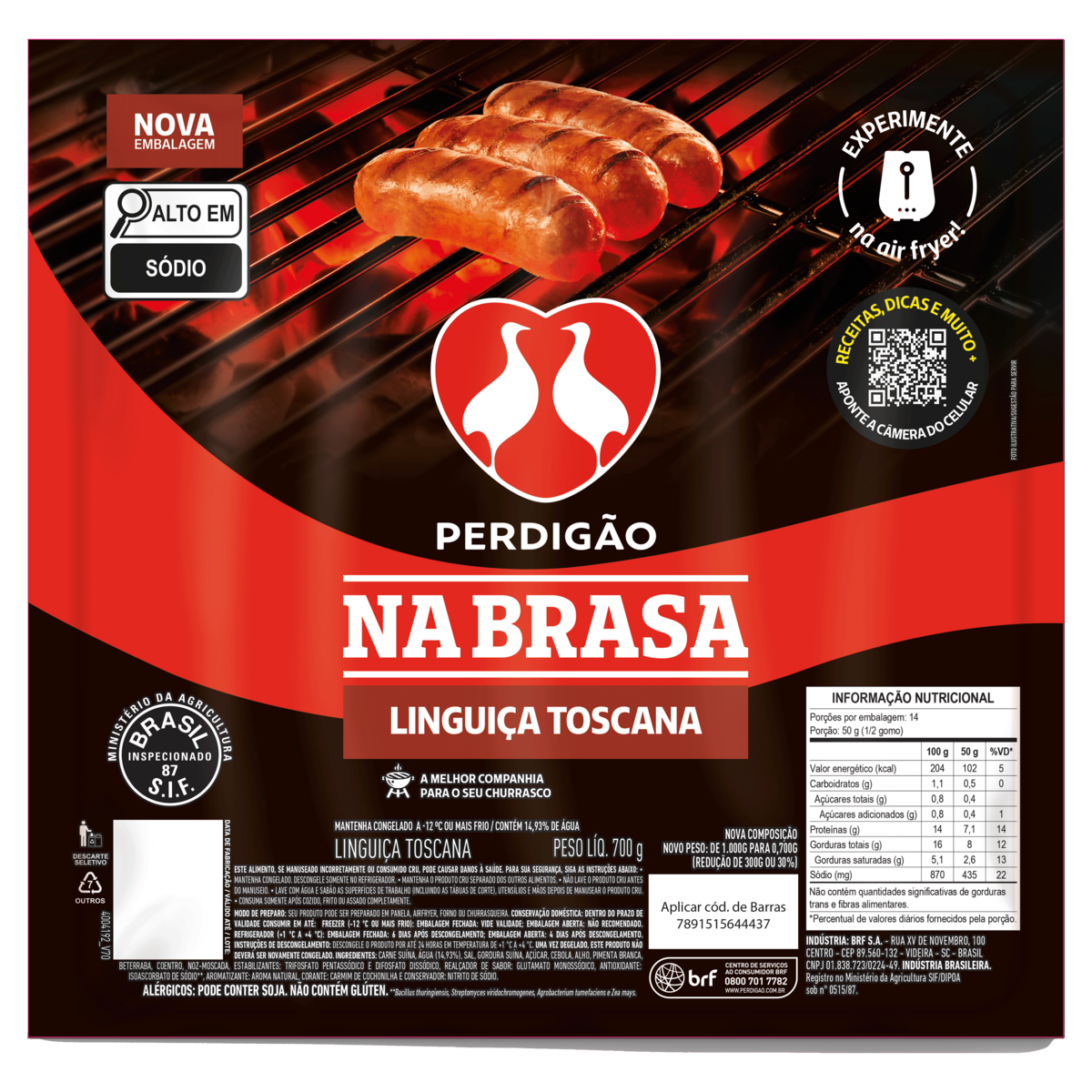 Linguica Toscana Na Brasa Perdigao 700g