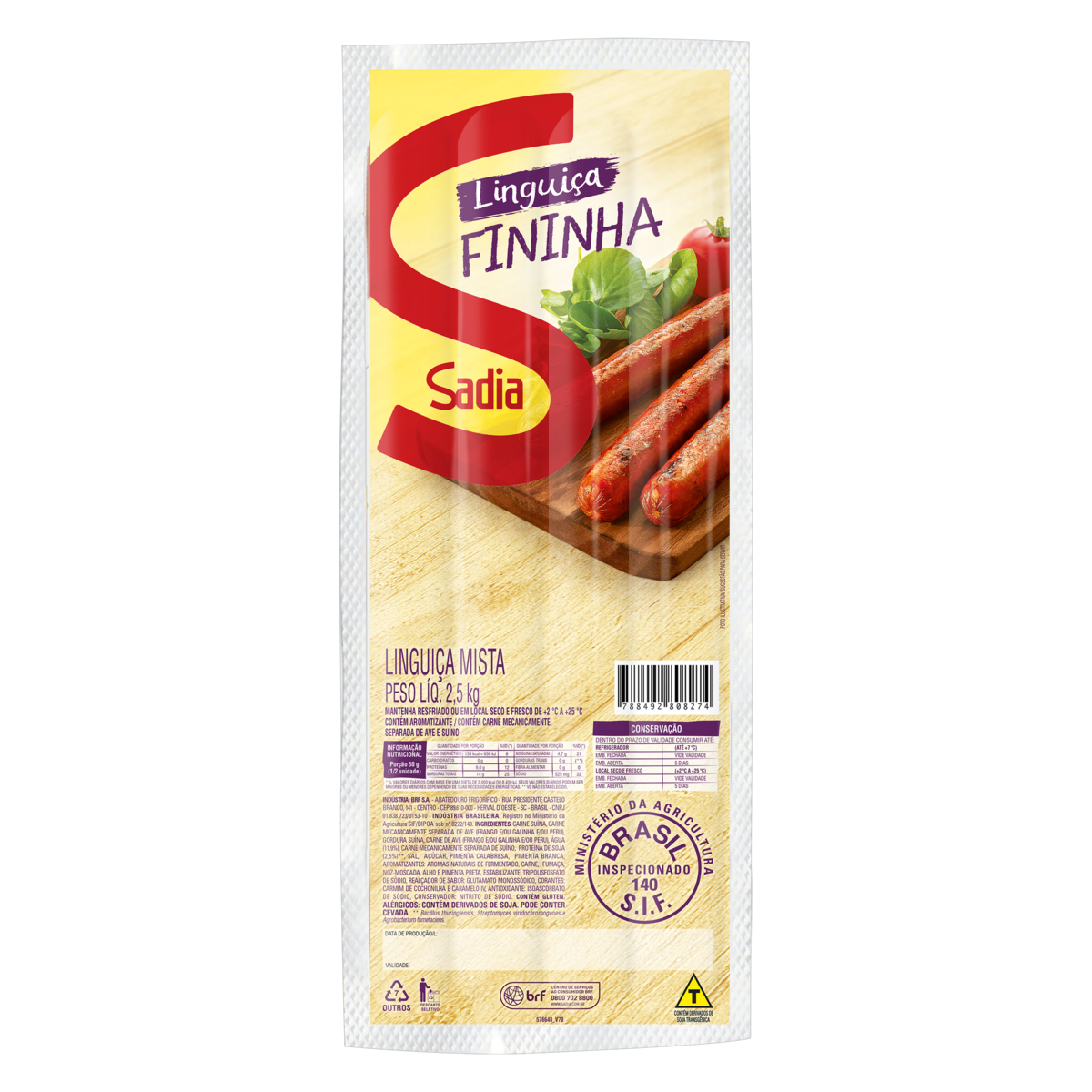 Linguica Fininha Mista Sadia 2,5 Kg