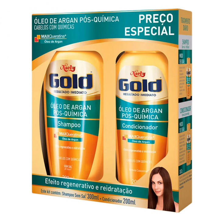 Kit Shampoo+cond Niely Gold 500ml