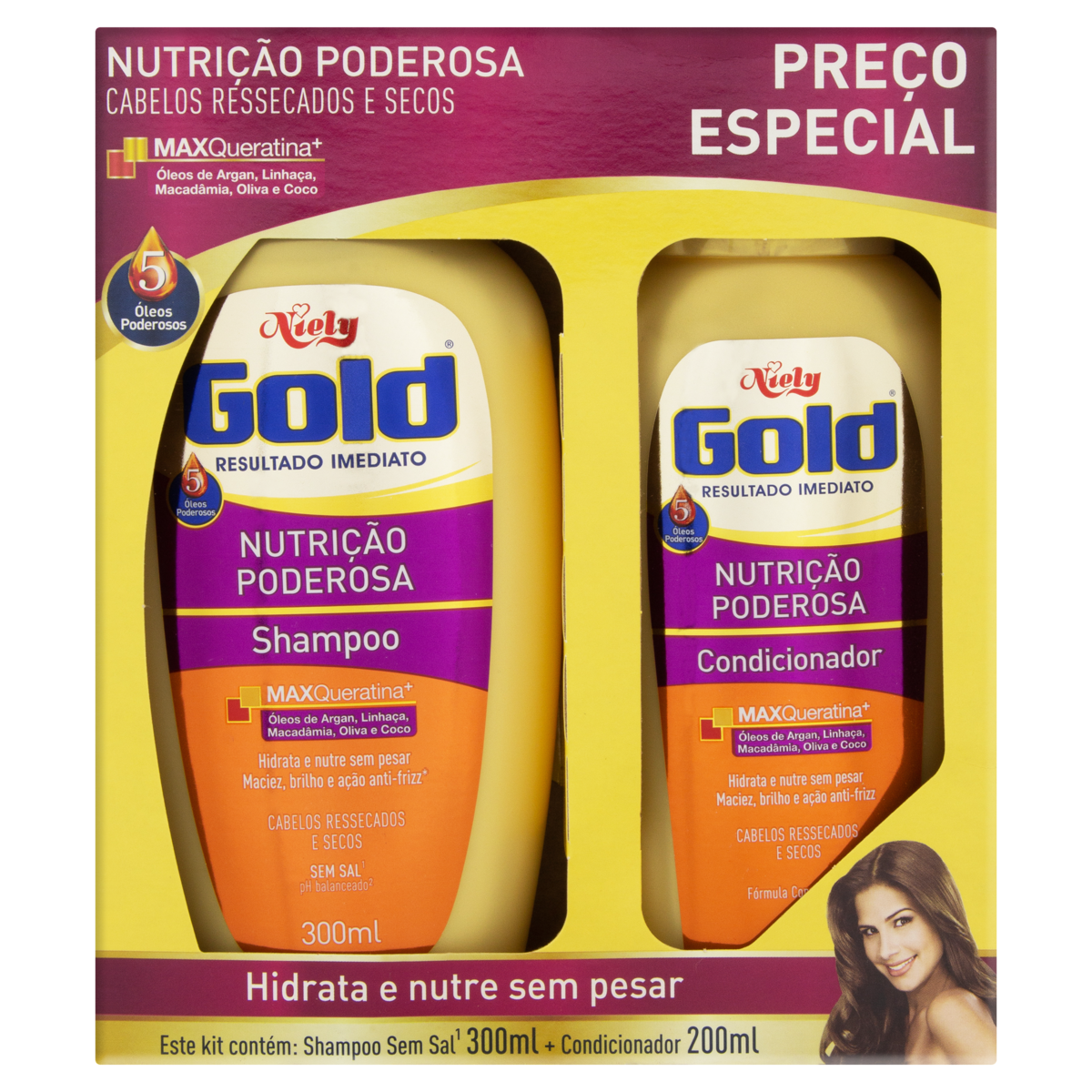 Kit Shampoo+cond Niely Gold 500ml