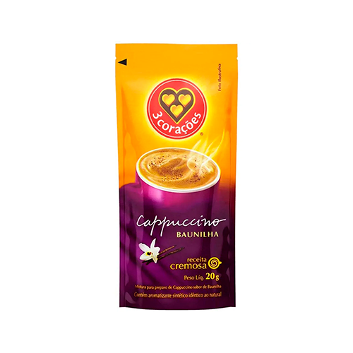 Cafe Soluvel Cappuccino 3 Coracoes 20g