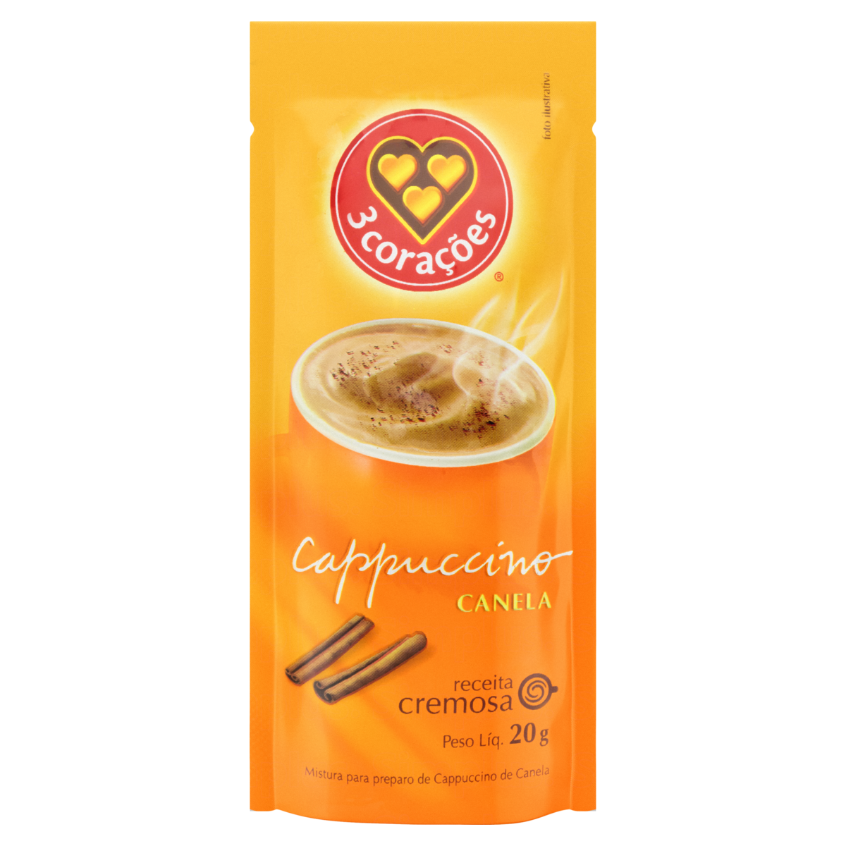 Cafe Soluvel Cappuccino 3 Coracoes 20g