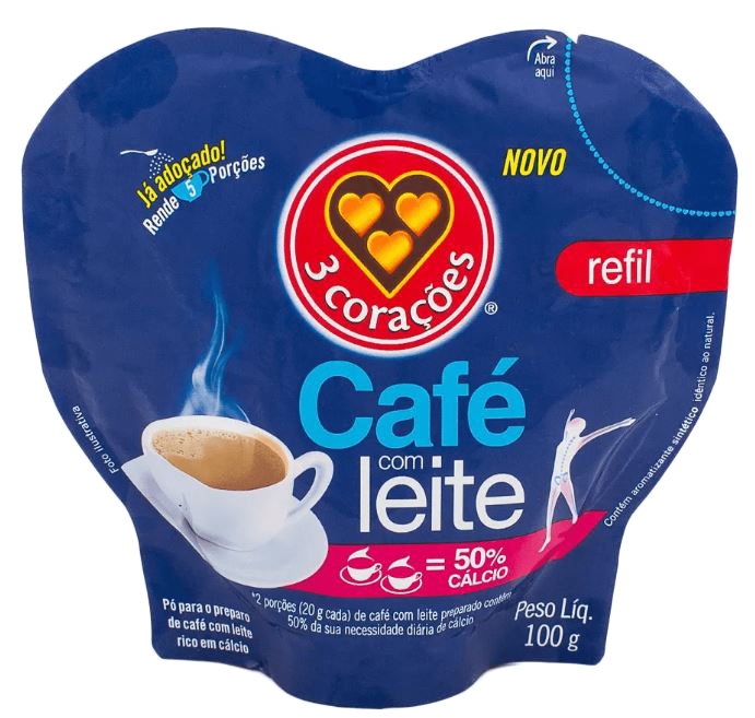 Cafe Soluvel C/Leite 3 Coracao Rf 100g