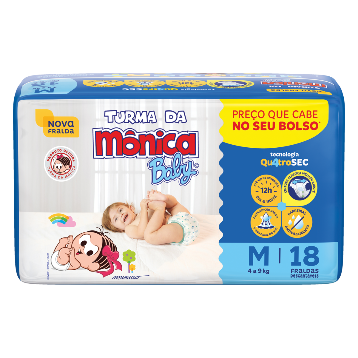 Fralda Descartavel Turma Monica m C/18un