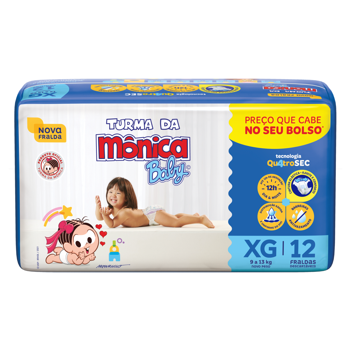 Fralda Descartavel Turma Monica Xg C/12un