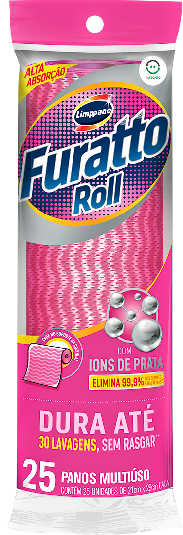 Pano Multiuso Furatto Roll Rosa C/ 25und