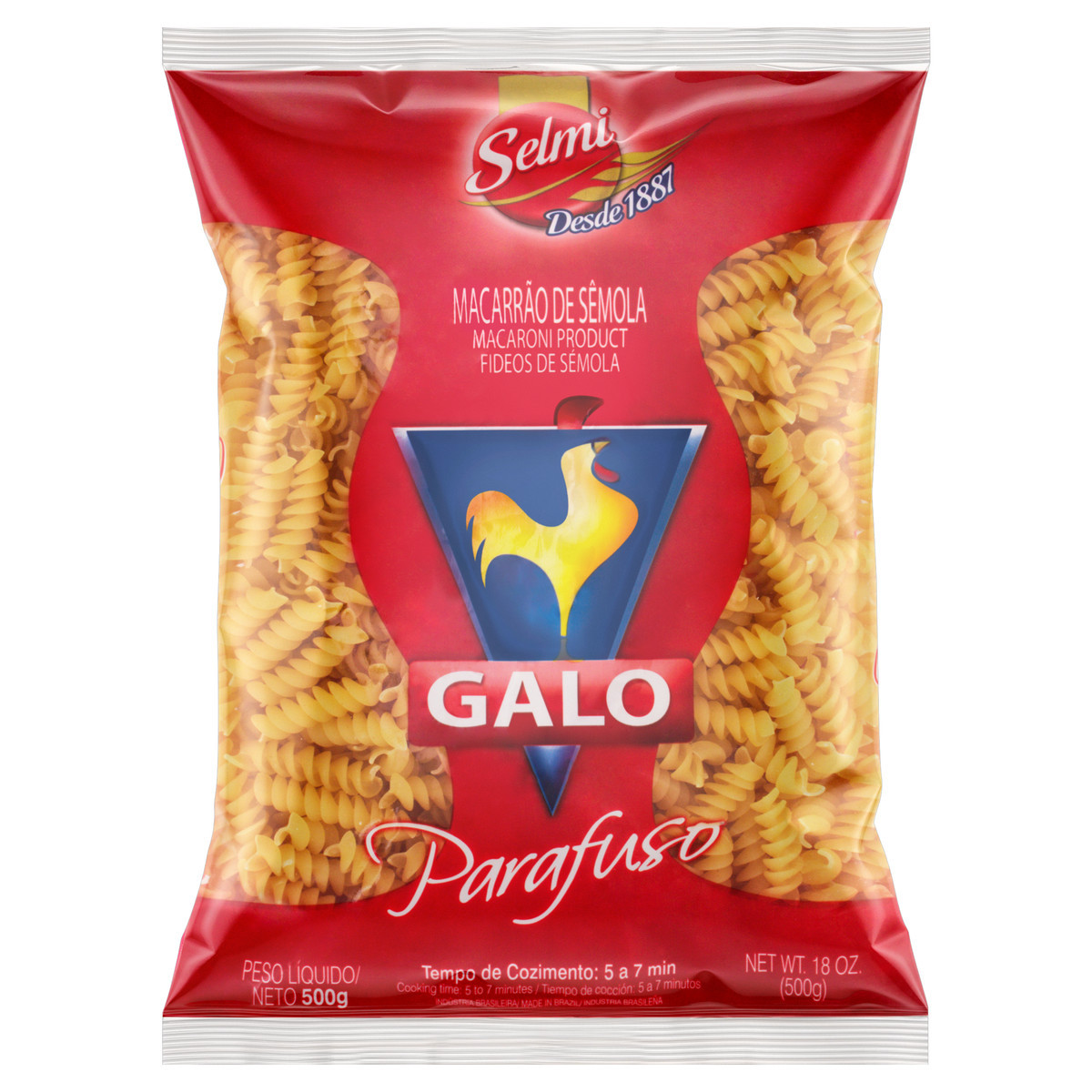 Macarrao Galo Vermelho Parafuso Semola 500 g