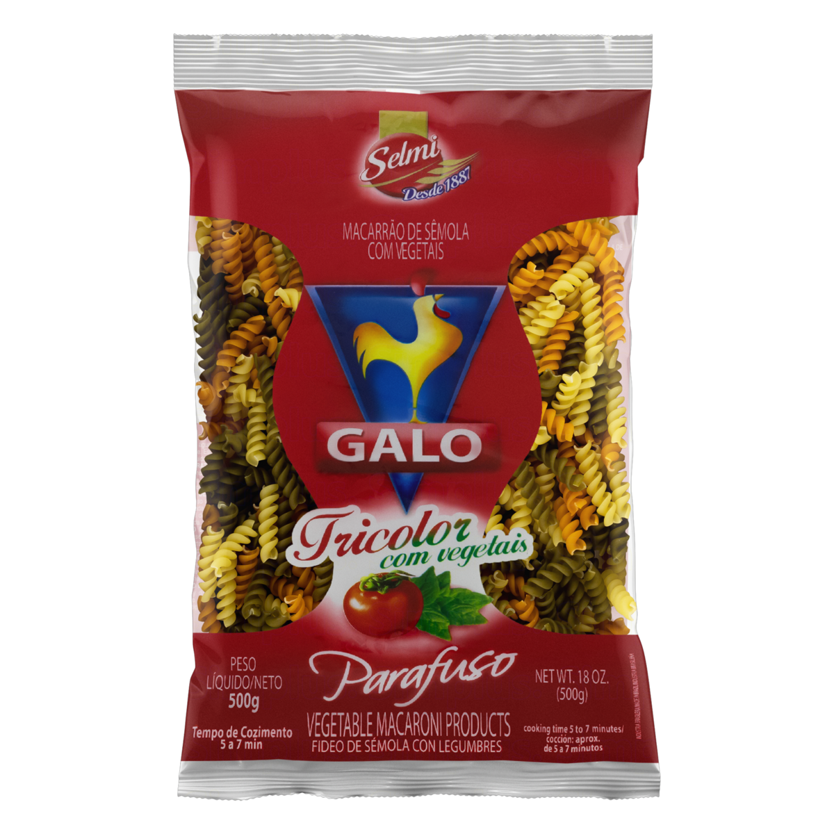 Macarrao Parafuso Verm Tricolor Galo 500g