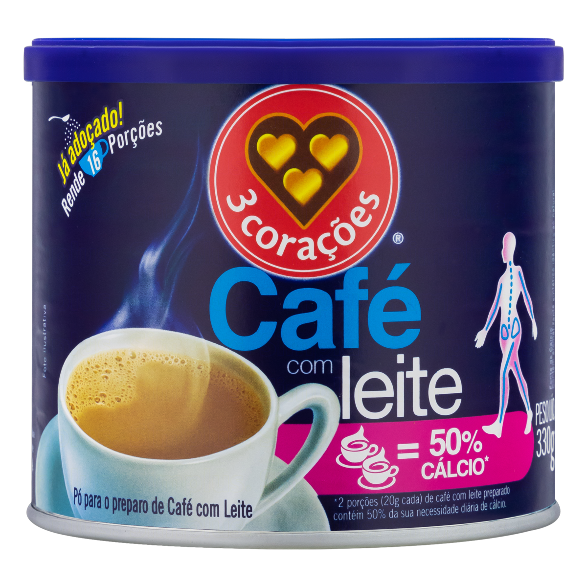 Cafe Soluvel C/Leite 3 Coracao Lt 300g