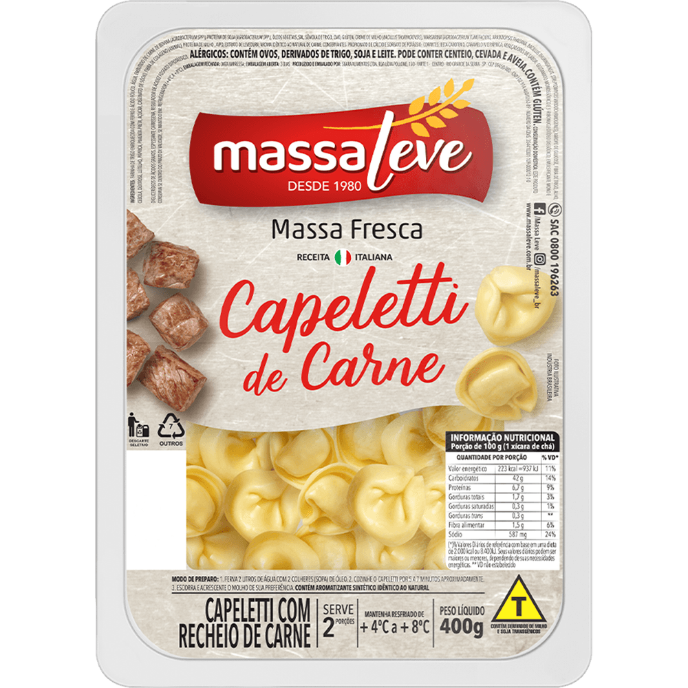 Capeletti Massa Leve 400g