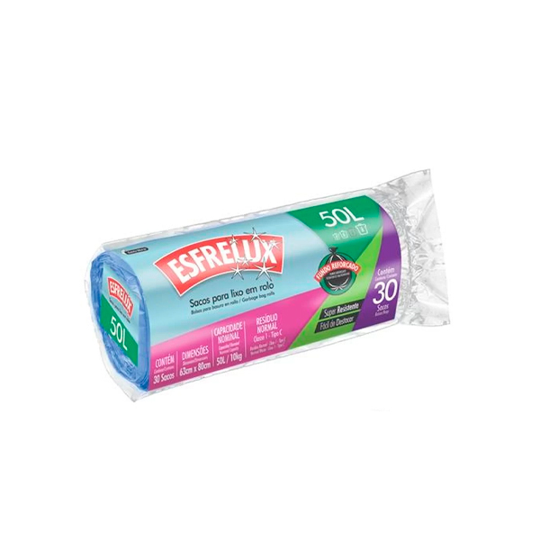 Saco Lixo Rolo Esfrelux 50 Lt C/30