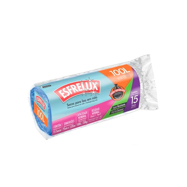 Saco Lixo Rolo Esfrelux 100 Lt C/15