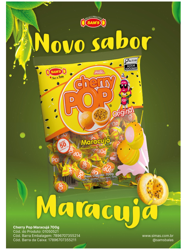 Sams Pirulito Cherry Pop 700g