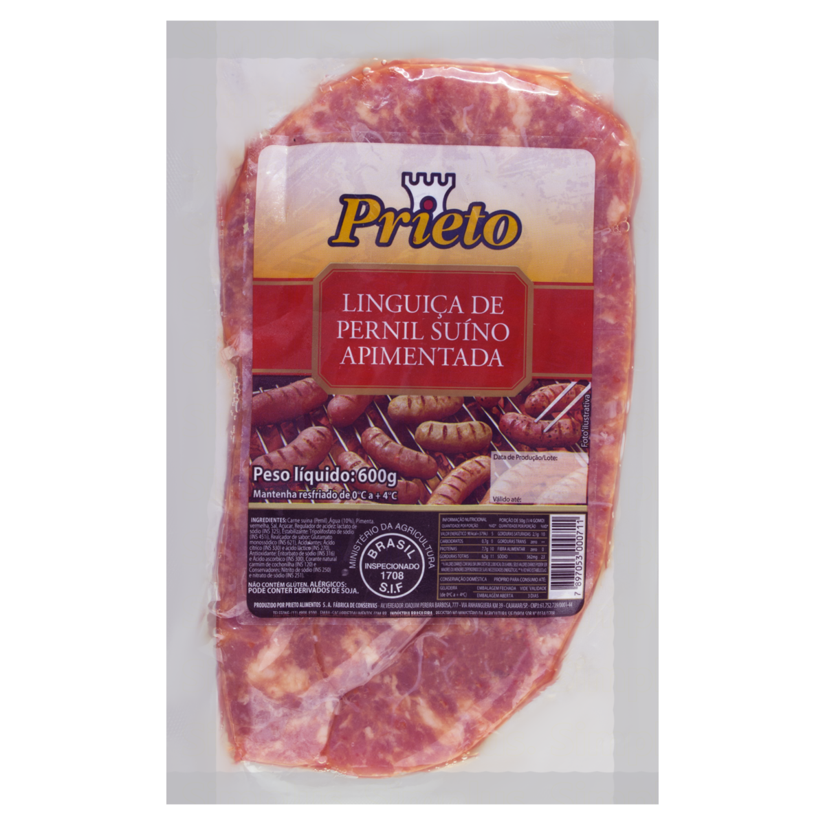 Linguica Pernil Suino Prieto 500g
