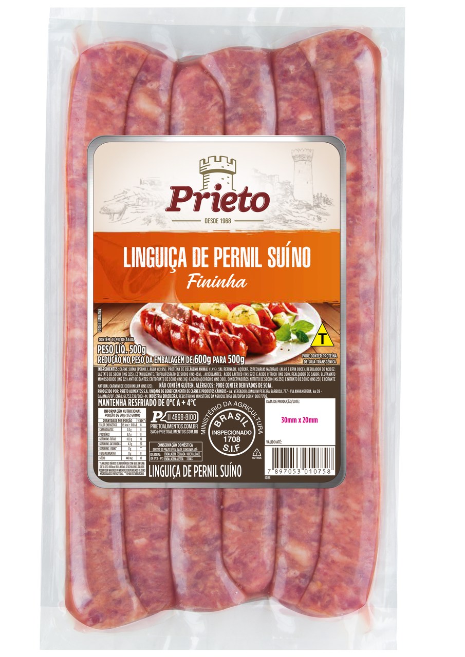 Linguica Pernil Suino Prieto 500g