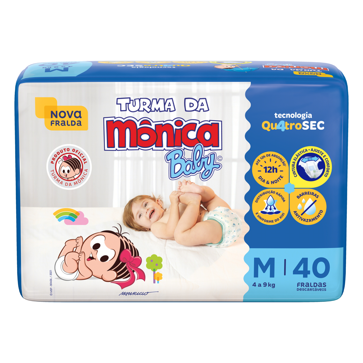 Fralda Descartavel Turma Monica m C/40un