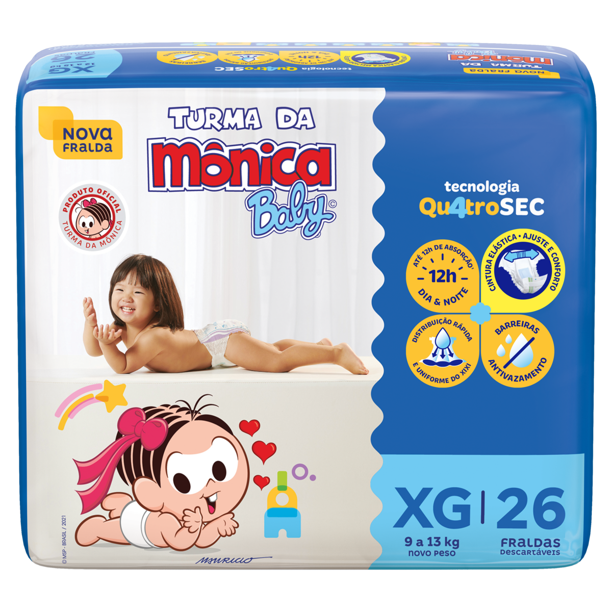 Fralda Descartavel Turma Monica Xg C/26un