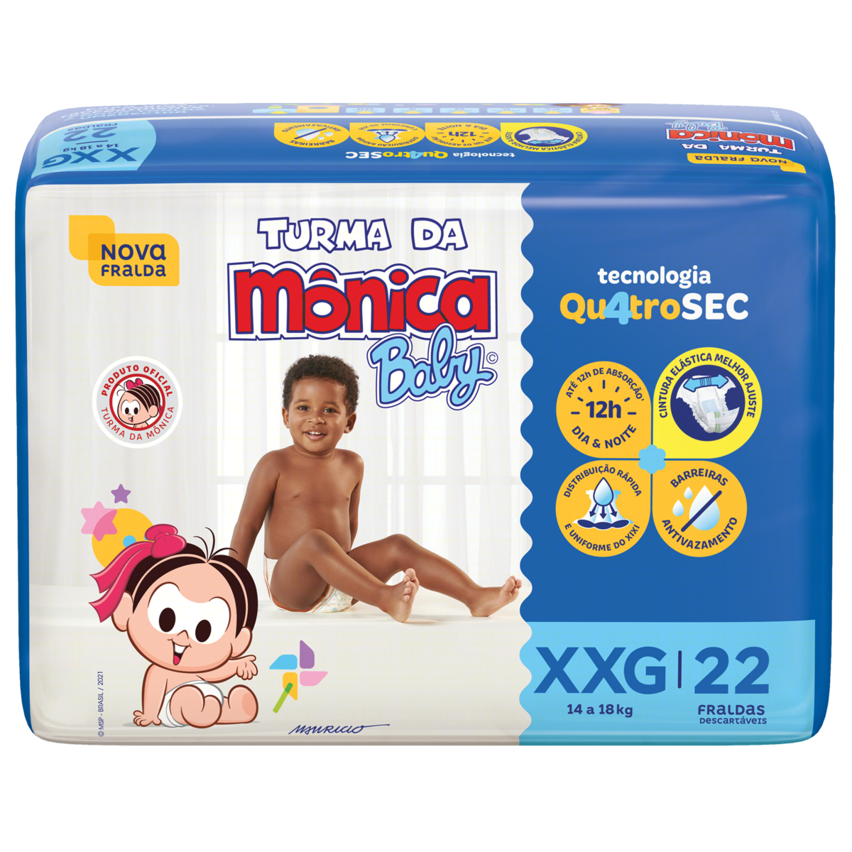 Fralda Descartavel Turma Monica Xxg C/22un
