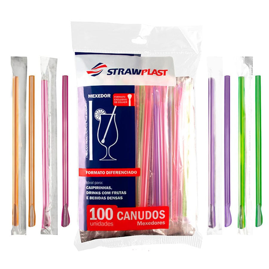 Canudo Mexedor Strawplast C/100