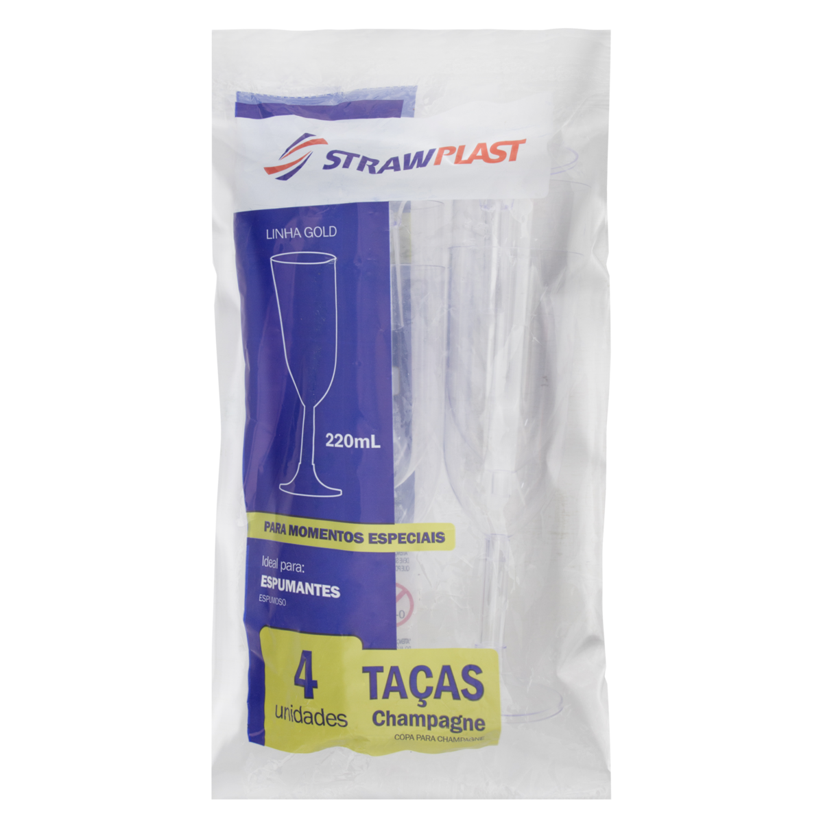 Taca Champagne Strawplast 220ml C/4