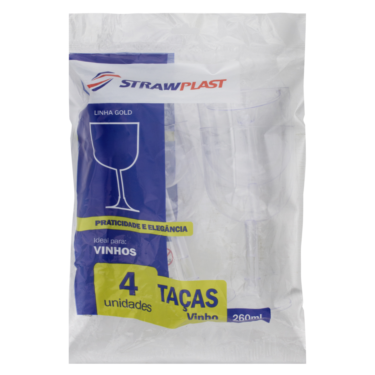 Taca Vinho Cristal Strawplast 260ml C/4