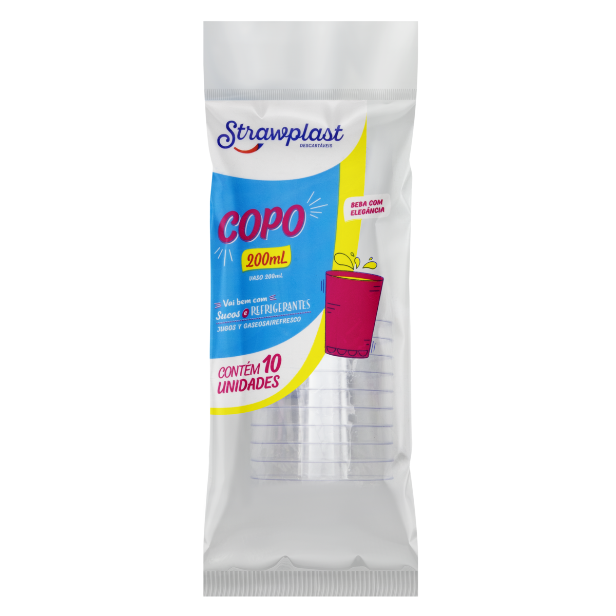 Copo Cristal C/10 Strawplast 200ml