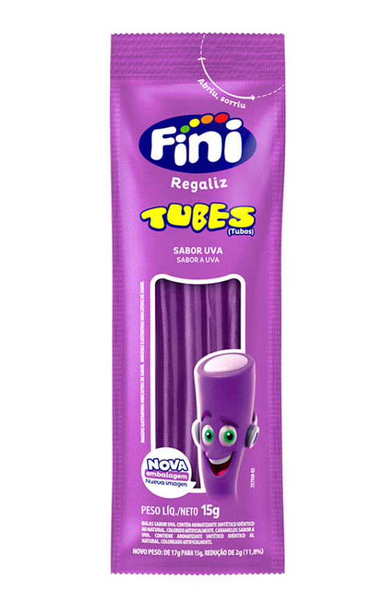 Bala Gelatina Fini Tubes Regaliz 15g