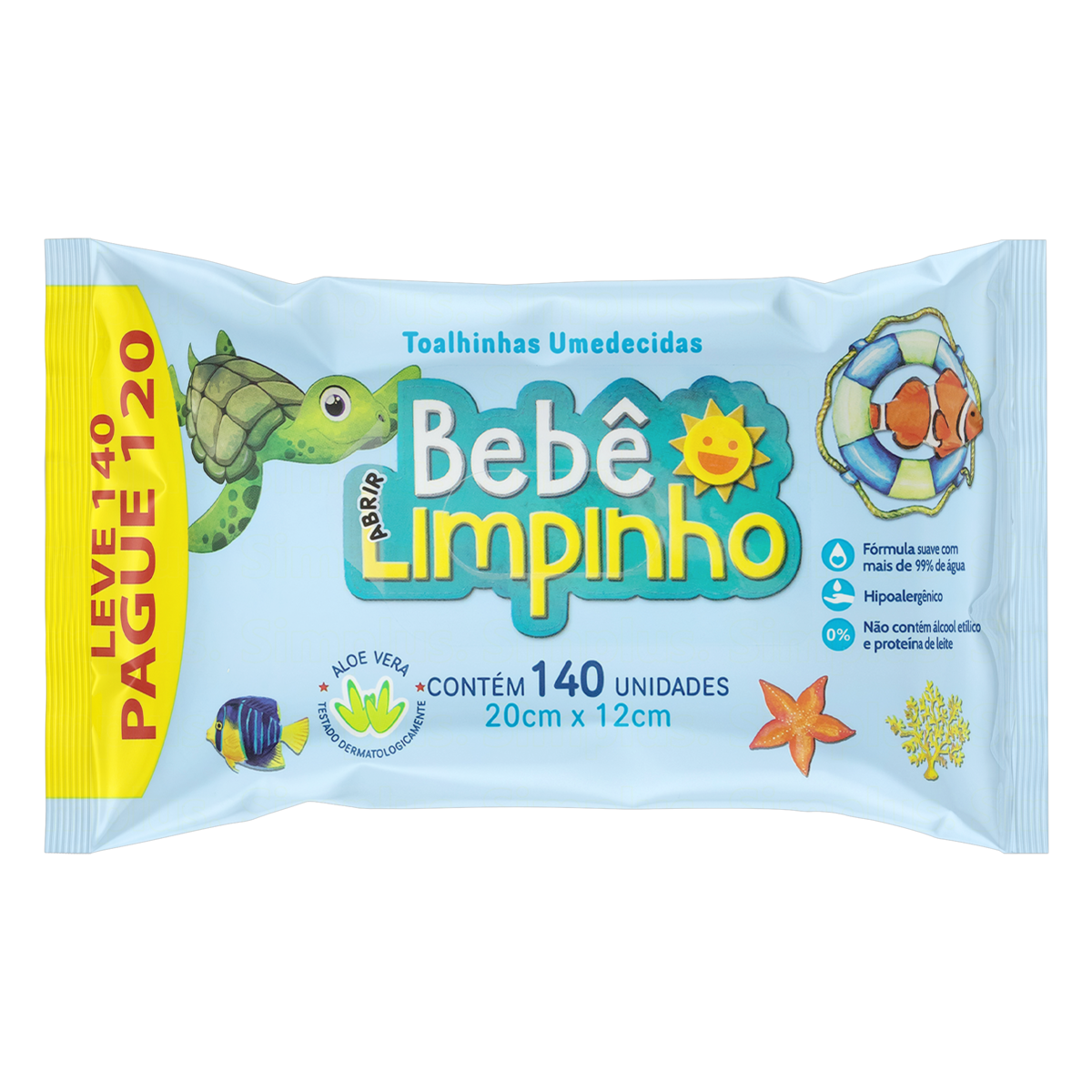 Toalhas Umedecidas Bebe Limpinho C/140