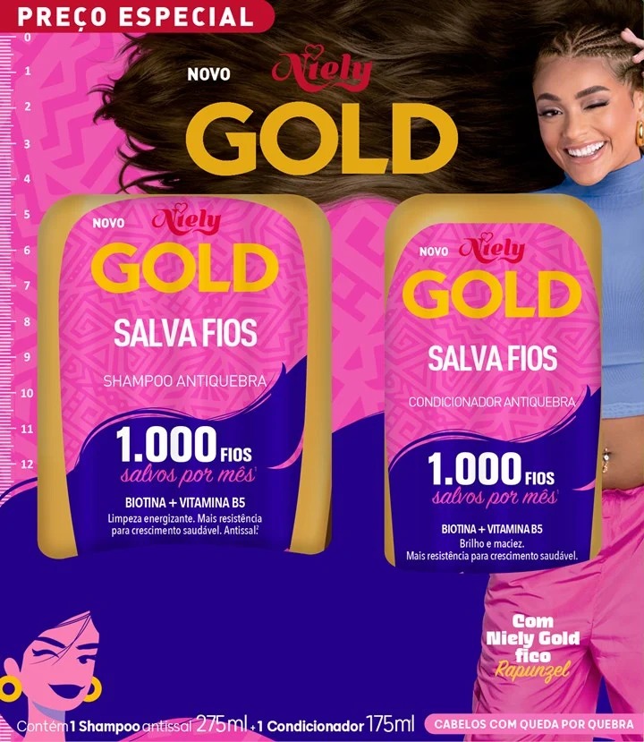 Kit Shampoo+cond Niely Gold 450ml