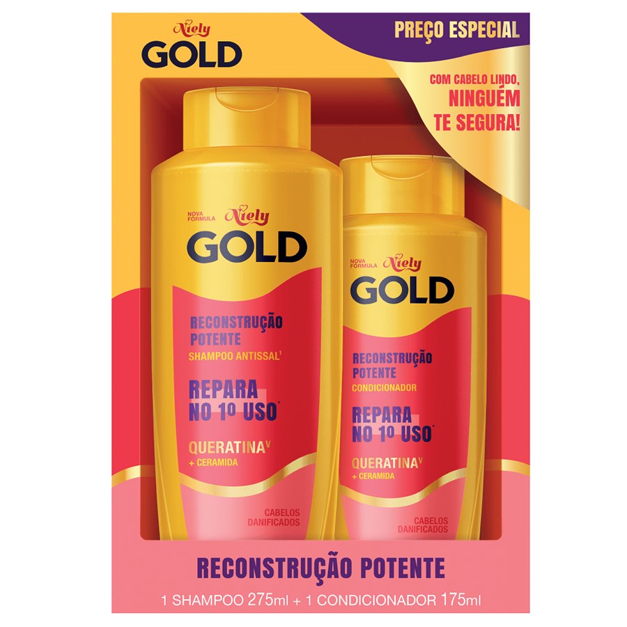 Kit Shampoo+cond Niely Gold 450ml