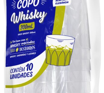 Copo Whisky Strawplast C/10 300ml