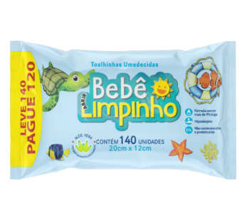 Toalhas Umedecidas Bebe Limpinho C/140